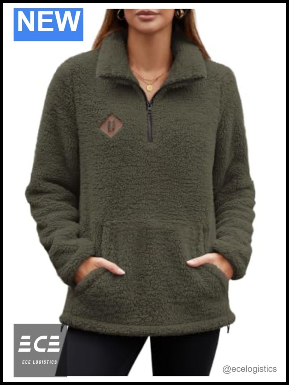 Womens Half Zip Fleece Pullover Sweatshirt with Pockets Casual